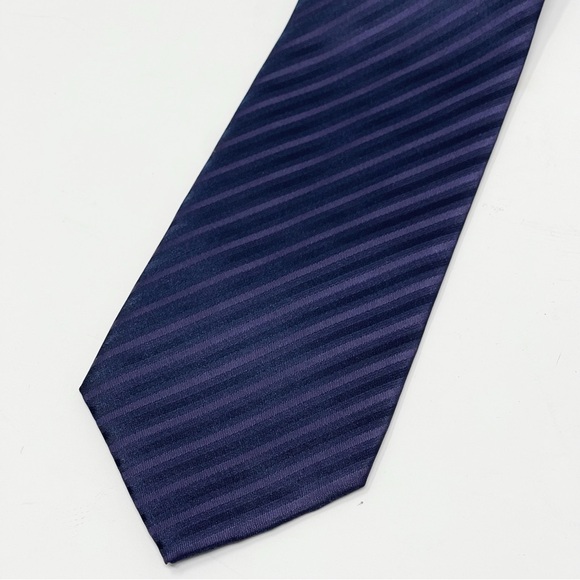 Bergamo New York Other - Bergamo New York Men's Formal Striped Necktie Navy Blue Neck Tie Textured Satin